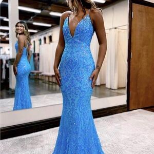 Elegant Blue Evening Gown size small